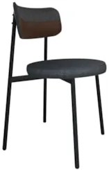 Cadeira de Jantar Estofada Fixa Nyka M25 Linho Grafite/Marrom - Mpozen