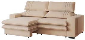 Sofá 2 Lugares Retrátil Noruega 180 cm Veludo  Pés Tabaco - D'Rossi - Off White