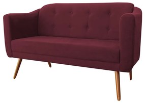 Kit Sofá Namoradeira + Poltrona Bruna Suede Bordô Pé Palito