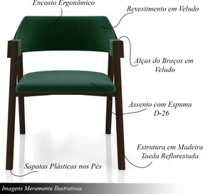Kit 2 Cadeiras Sala de Jantar e Jogos Carteados Madeira Maciça Poker Veludo Verde/Capuccino G42 - Gran Belo