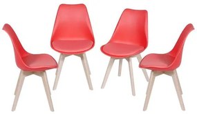 Kit com 4 Cadeiras Leda Eames PP Vermelha Base Madeira - 64666 Sun House