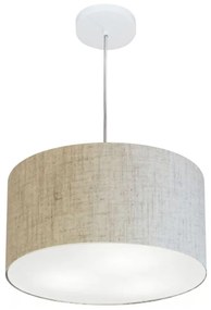 Lustre Pendente Cilíndrico Md-4099 Cúpula em Tecido 40x25cm Rustico Bege - Bivolt