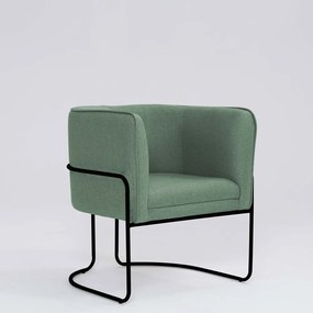 Poltrona Decorativa Belinda D07 Base Aço Linho Mescla Verde - D'Rossi