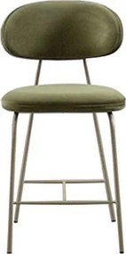 Banqueta Luxe Baixa Veludo Verde e Madeira Base Fendi - 77219 Sun House