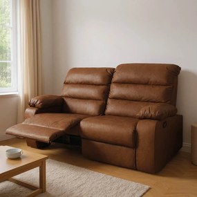 Sofá 2 Lugares Reclinável Retrátil 170cm Naaman Sintético PU K01 - D'Rossi - Marrom