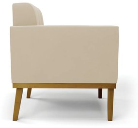 Sofá Namoradeira 2 Lugares Base de Madeira Castanho Elisa Suede D03 - DRossi - Bege