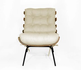Kit Poltrona Decorativa Costela com puff Costela Suede Bege