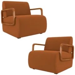Poltrona Decorativa Orgânica para Sala Kit 2 Belarus Z08 Veludo Telha