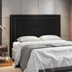 Cabeceira Cama Box Casal Queen 160cm Paolla Z37 Veludo Preto - Mpozena