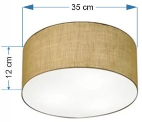 Plafon Cilíndrico Md-3046 Cúpula em Tecido 35x12cm Palha - Bivolt