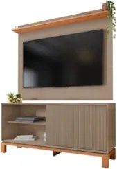 Painel Para TV 45 Pol e Rack Bancada 136cm Lucca Areia/Freijó C01 - Mp