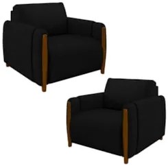 Kit 2 Poltronas Decorativas para Sala de Estar 98cm Amaranto Z32 Velud