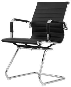 Cadeira Manhattan Fixa Courino Preto Base Cromada - 73541 Sun House