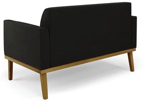Sofá Namoradeira Base de Madeira Fixa Castanho Marisa Suede D03 - D'Rossi - Preto