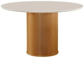 Mesa de Jantar Woodi Redonda Cor Off White Com Cinamomo 120cm - 79457 Sun House