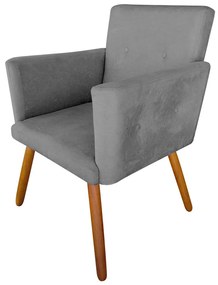 Kit 2 Poltronas Decorativas Nina Plus Suede Cinza - Sheep Estofados - Cinza