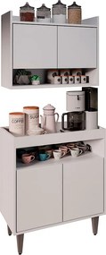 Conjunto Armário Cantinho do Café Chico 2 Portas com Aéreo Branco G96 - Gran Belo