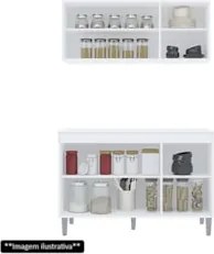 Armário Aéreo Andréia e Balcão Gabinete sem Tampo Manu 120cm Cinza - A