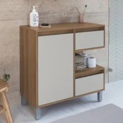 Gabinete de Banheiro 80cm Para Cuba 1 Porta Clari Mel/Arenas F10 - Mpo