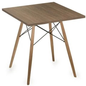 Mesa Eames 80 cm Tampo Quadrado Imbuia Base Madeira Clara - 28728 Sun House