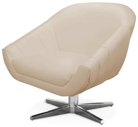 Poltrona Giratória Giovana Corino Base Cromada D01 - D?Rossi - Bege