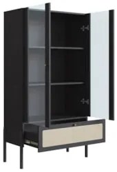 Cristaleira 2 Portas de Vidro Pés Madeira Arlo A10 Nero/Preto - Mpozen