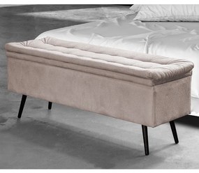 Cabeceira com Calçadeira Baú Casal 140cm Conforto Suede Bege - Sheep Estofados - Bege