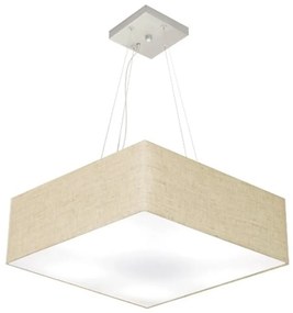 Lustre Pendente Quadrado Md-4137 Cúpula em Tecido 15/70x70cm Rustico Bege - Bivolt
