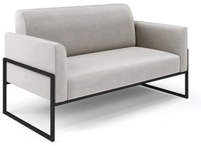 Sofá Namoradeira com Poltrona Base Industrial Alta Preto Marisa Veludo D03 - D'Rossi - Cinza