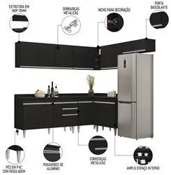 Armário de Cozinha Modulado de Canto 7 Peças CP23 Balcão com Tampo Pre