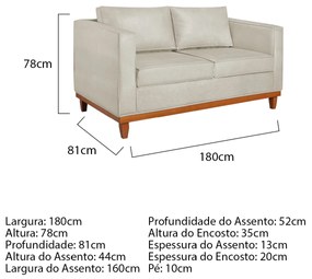 Kit Sofá 3 Lugares e 2 Poltronas Europa 180 cm Estilo Conforto e Elegância Linho - ADJ Decor