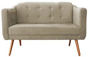 Kit Sofá Namoradeira + Poltrona Bruna Suede Nude Pé Palito