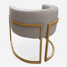 Poltrona Decorativa Base Metal Dourada Luna Veludo Castor - Sheep Estofados - Veludo Castor
