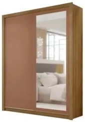 Guarda Roupa Solteiro Flex Com Espelho Dubai Nature/Camarim - Vila Ric