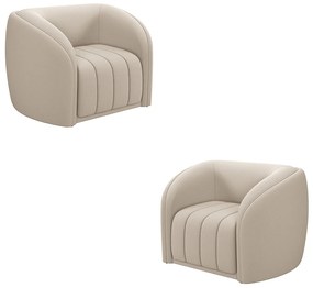 Kit 2 Poltronas Decorativas Sala de Estar Adam Veludo Bege G45 - Gran Belo
