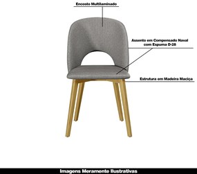 Cadeira Decorativa Sala de Jantar Madeira Maciça Hadassa Linho Cinza/Freijó G13 - Gran Belo