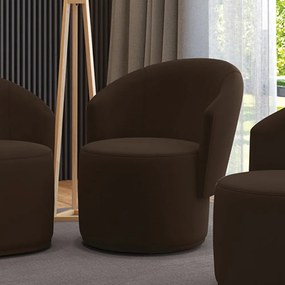 Poltrona Decorativa Orgânica Fixa para Sala Malu Suede M11 - D'Rossi - Marrom