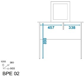 Penteadeira Escrivaninha com Espelho 1 Gaveta Quarto Branco