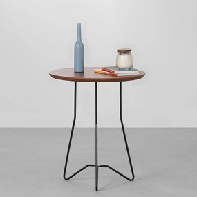 Mesa Lateral Filete Redonda Preto e Nozes - 45cm x 52,3cm