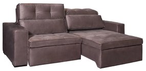 Sofá Valência New Retrátil Suede Cinza Konkret - 2,26 m