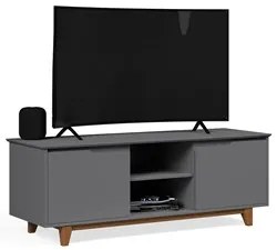 Rack para Sala Bancada de TV 55 Pol 139cm Flow Cinza - EJ Móveis