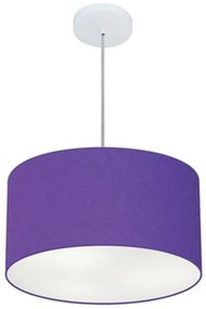 Lustre Pendente Cilíndrico Md-4099 Cúpula em Tecido 40x25cm Roxo - Bivolt