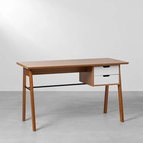 Escrivaninha Vintage 2 Gavetas Louro Freijó e Branco - 1,30m