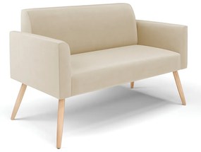 Sofá Namoradeira Pés Palito Natural Marisa Suede D03 - D'Rossi - Bege