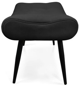 Puff Sher Suede Preto Pés Palito de Ferro - D'Rossi