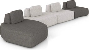 Sofá 4 Lugares Orgânico com Chaise e 3 Módulos Berlim Bouclê Gf K01 - D'Rossi - Grafite/Cinza Claro