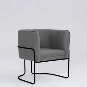 Poltrona Decorativa Belinda D07 Base Aço Linho Mescla Cinza - D'Rossi