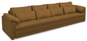 Sofá Retrátil Elétrico Sala de Estar Nolan Bipartido 339cm Conforto Premium em Couro Mel G58 - Gran Belo