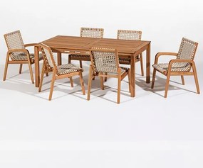 Conj. Trama Mesa 6 Lugares Jatobá Corda Areia 180cm - 78609 Sun House