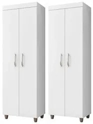Kit 2 Armários Multiuso Rafaela 2 Portas Branco - Nathy Móveis